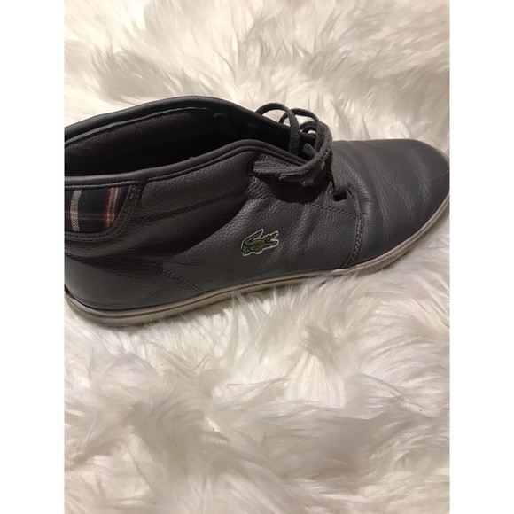 LACOSTE AMPTHILL Men Boots Chukka Leather Ankle Sneaker Logo Gray Size 9.5 - Picture 3 of 6